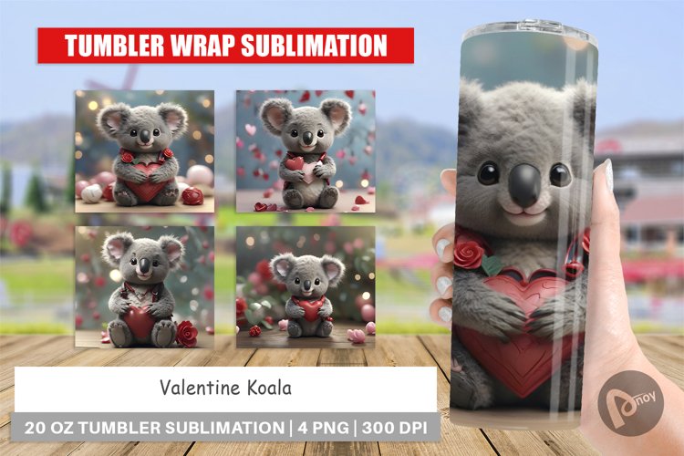 Tumbler Sublimation Wrap Valentine Koala