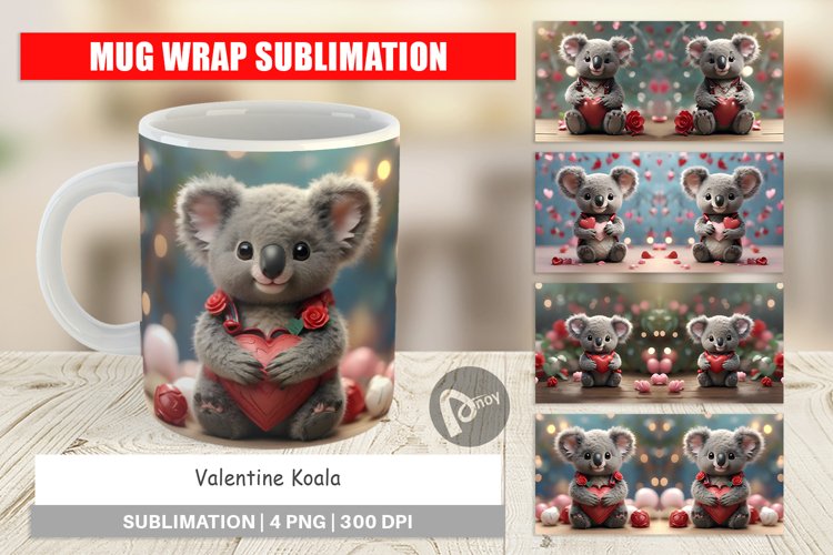 Mug sublimation design Valentine Koala