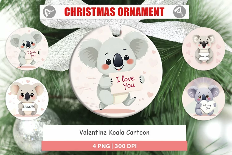 Christmas Ornaments Valentine Koala Cartoon