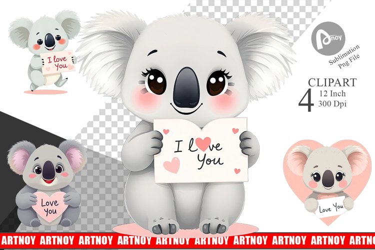 Valentine Koala Cartoon Clipart