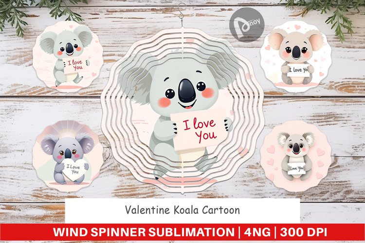Wind Spinner Valentine Koala Cartoon example image 1