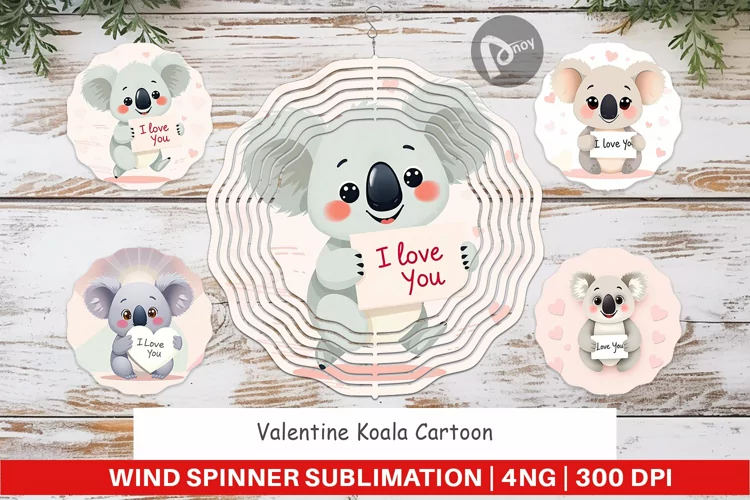 Wind Spinner Valentine Koala Cartoon