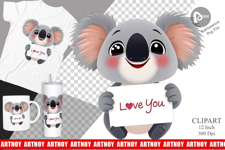 Valentine Koala Cartoon Clipart