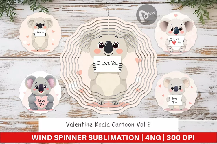Wind Spinner Valentine Koala Cartoon