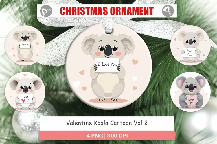 Christmas Ornaments Valentine Koala Cartoon