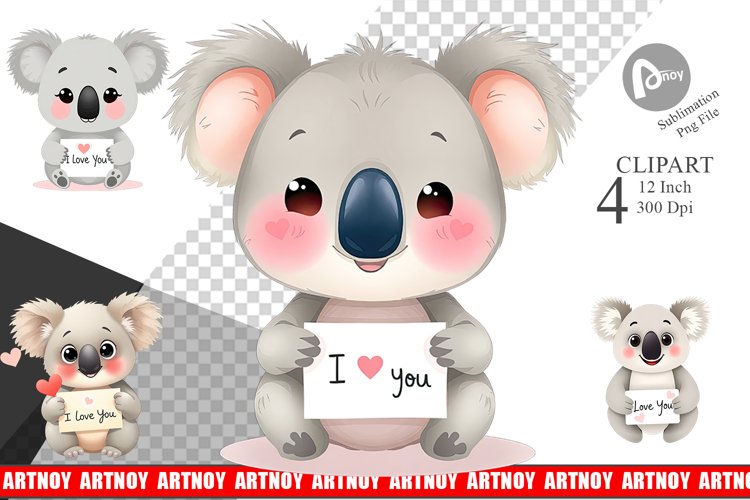 Valentine Koala Cartoon Clipart