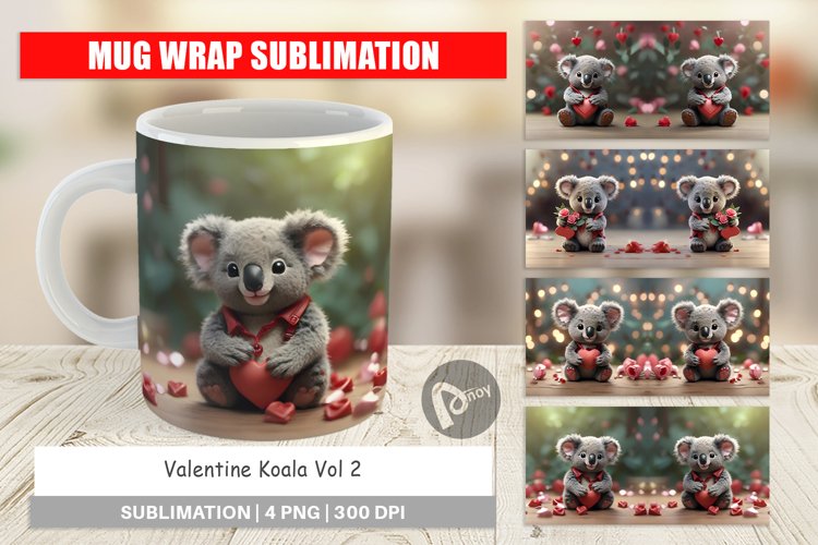 Mug sublimation design Valentine Koala