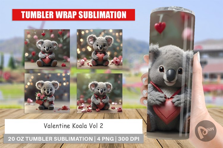 Tumbler Sublimation Wrap Valentine Koala