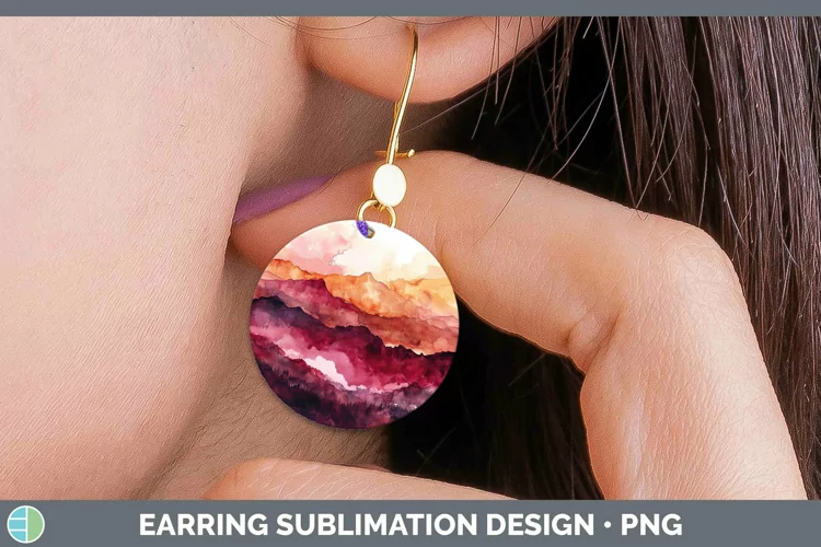 Valentine Landscape Round Earrings Sublimation Earrings Desi