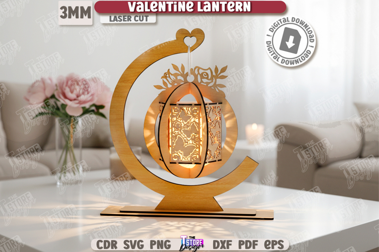Valentine’s Day Lantern Laser Cut|Hanging Candle Holder SVG