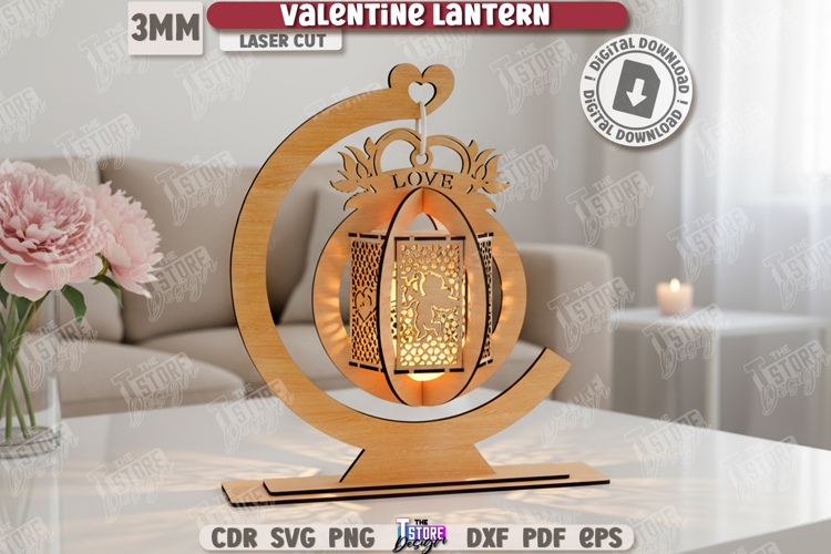 Valentine’s Day Lantern Laser Cut|Hanging Candle Holder SVG