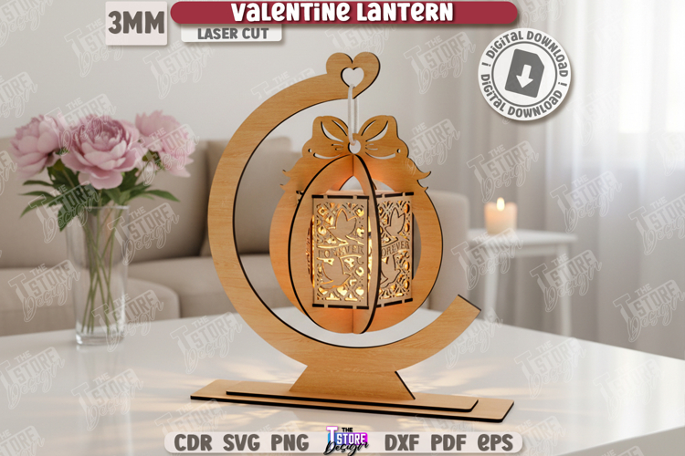 Valentine’s Day Lantern Laser Cut|Hanging Candle Holder SVG