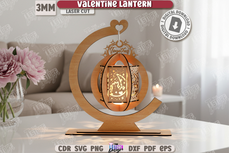 Valentine’s Day Lantern Laser Cut|Hanging Candle Holder SVG
