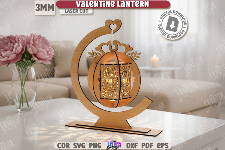 Valentine’s Day Lantern Laser Cut|Hanging Candle Holder SVG