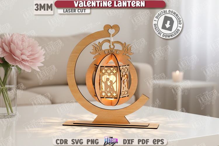 Valentine’s Day Lantern Laser Cut|Hanging Candle Holder SVG