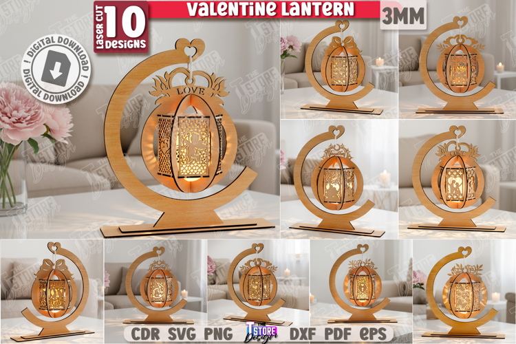 Valentine’s Lantern Laser Cut Bundle | Hanging Candle Holder