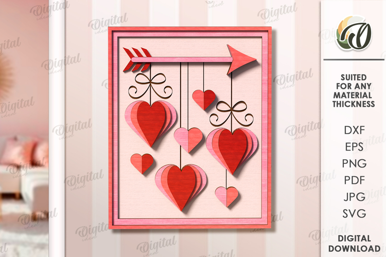 Valentines Day Layered Wall Decor Laser Cut. Wall Decor SVG