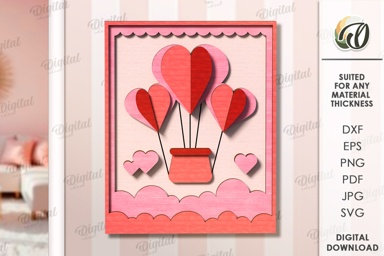 Valentines Day Layered Wall Decor Laser Cut. Wall Decor SVG