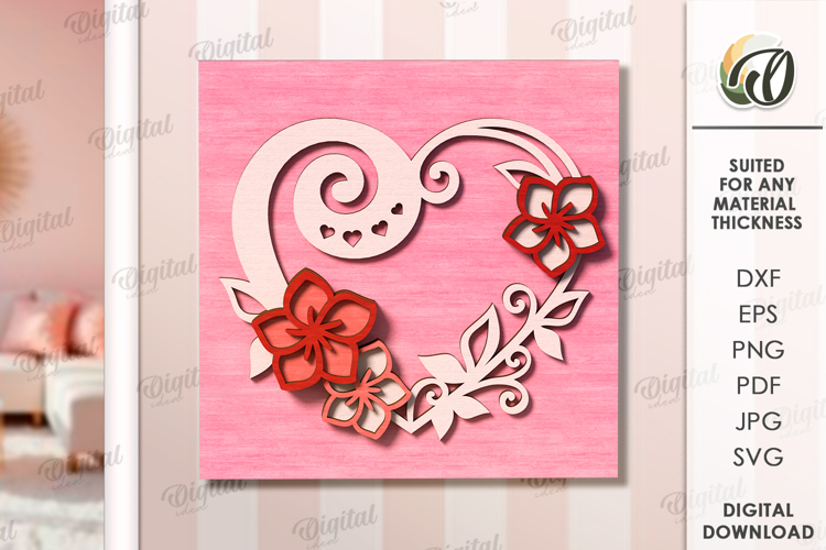 Valentines Day Layered Wall Decor Laser Cut. Wall Decor SVG