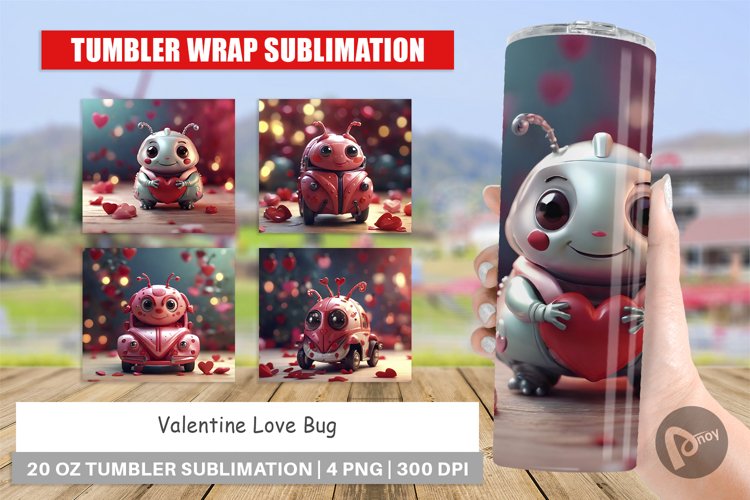 Tumbler Sublimation Wrap Valentine Love Bug