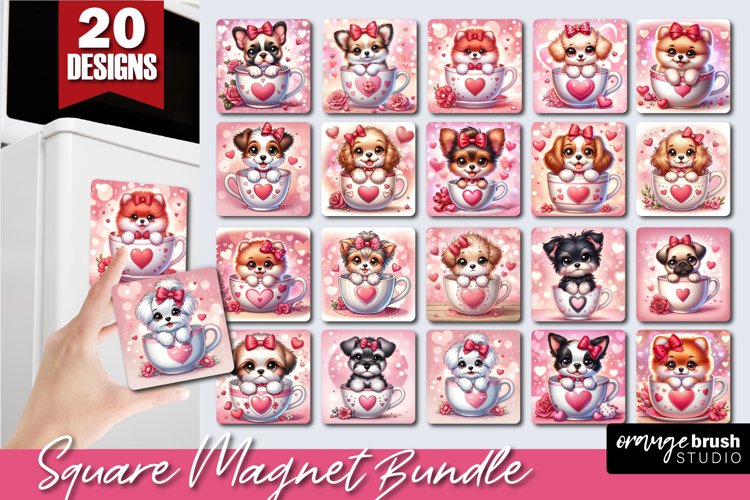 Valentine Magnet Bundle, Dog Sublimation, Fridge Magnet PNG