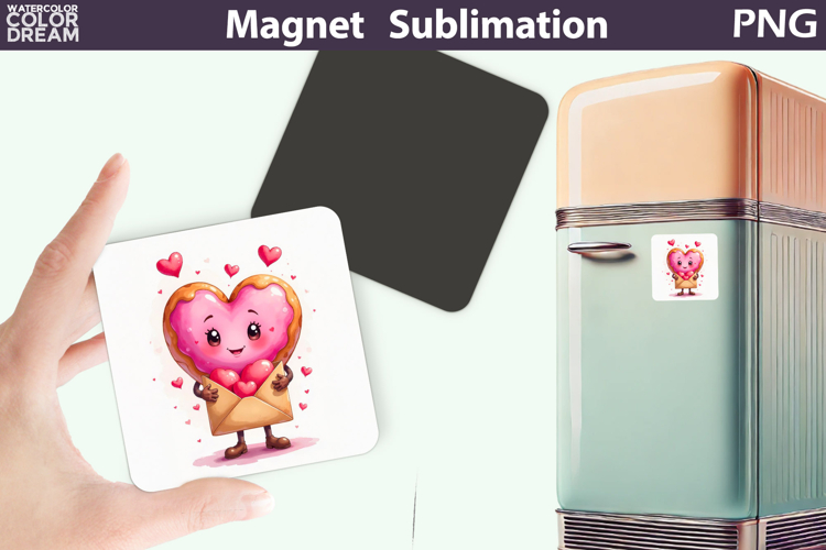 Cute Valentine Magnet | Cookie Heart Sublimation