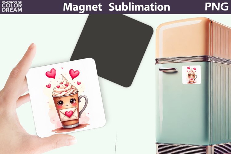 Cute Valentine Magnet | Latte Heart Sublimation