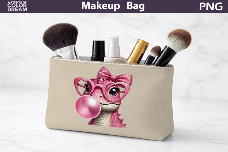 Makeup Bag Sublimation | Dinosaur Bubble Gum Sublimation