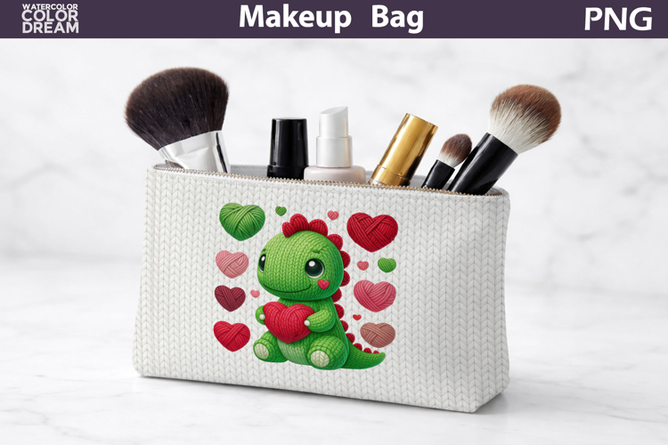 Makeup Bag Sublimation | Dinosaur Valentine Sublimation