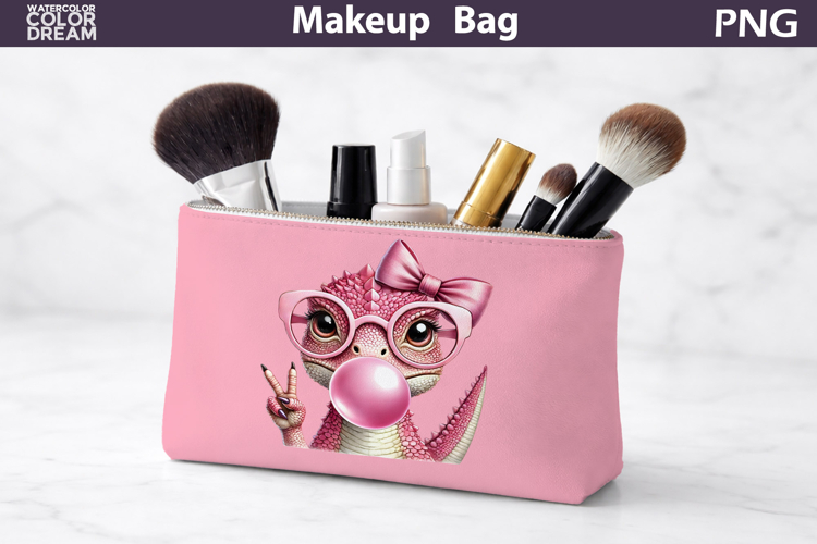 Makeup Bag Sublimation | Dinosaur Bubble Gum Sublimation