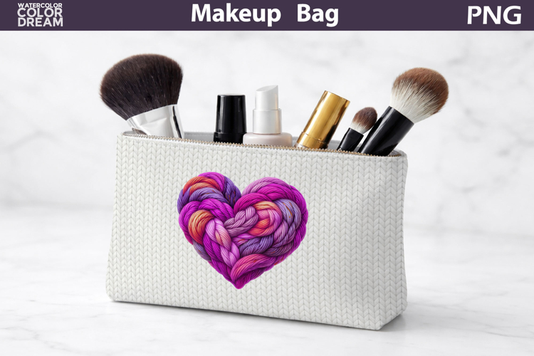 Makeup Bag Sublimation | Valentine Heart Sublimation