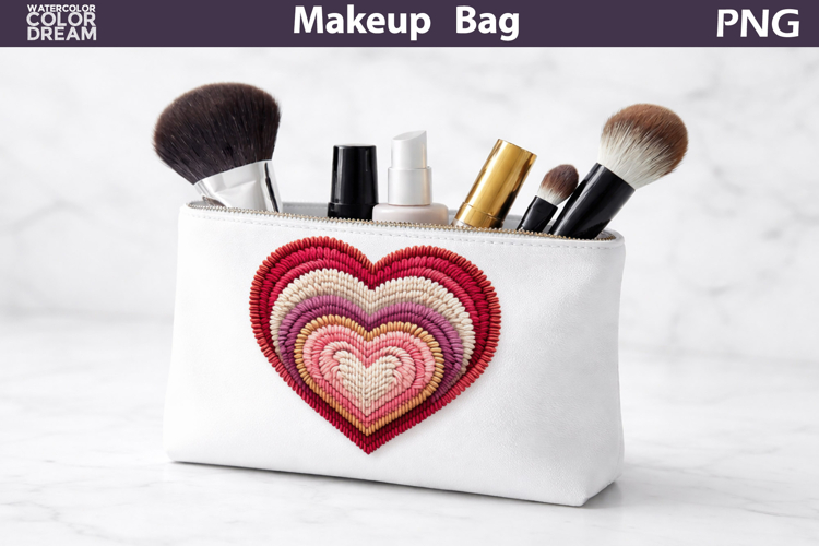 Makeup Bag Sublimation | Valentine Heart Sublimation