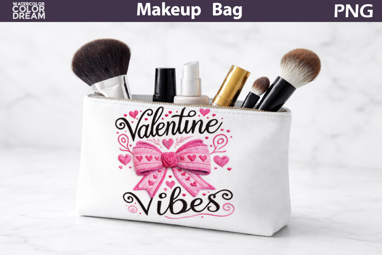 Makeup Bag Sublimation | Valentine Bow Heart Sublimation