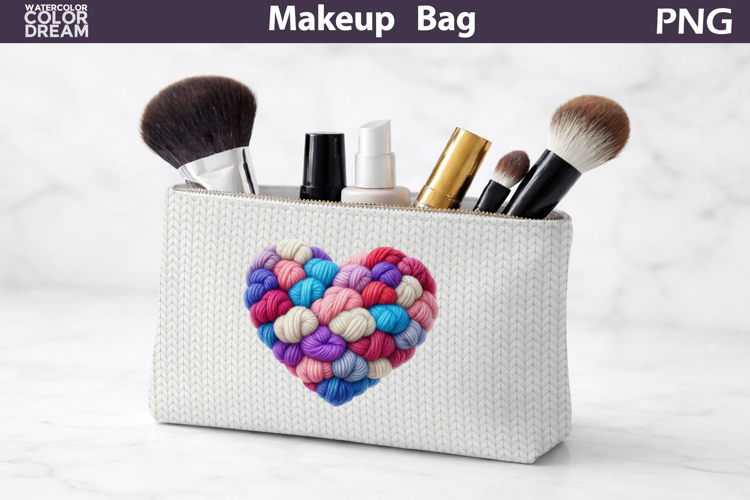 Makeup Bag Sublimation | Valentine Heart Sublimation