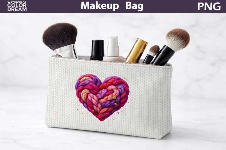 Makeup Bag Sublimation | Valentine Heart Sublimation