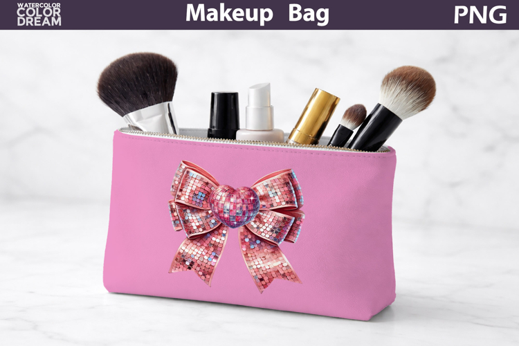 Makeup Bag Sublimation | Sequins Bow Sublimation