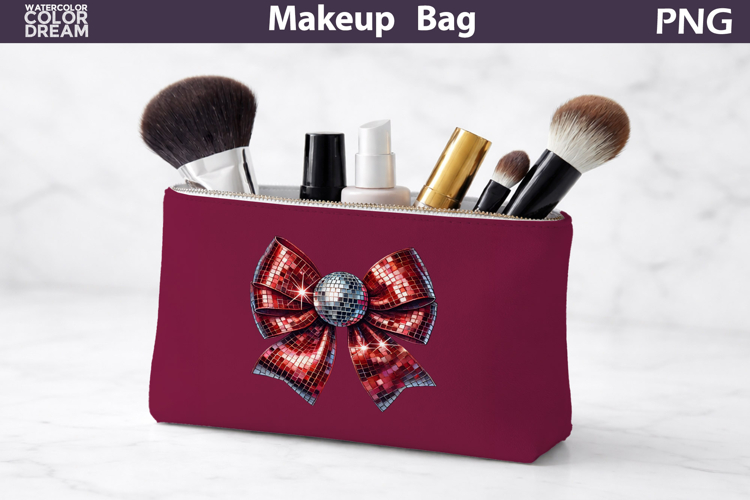 Makeup Bag Sublimation | Sequins Bow Sublimation