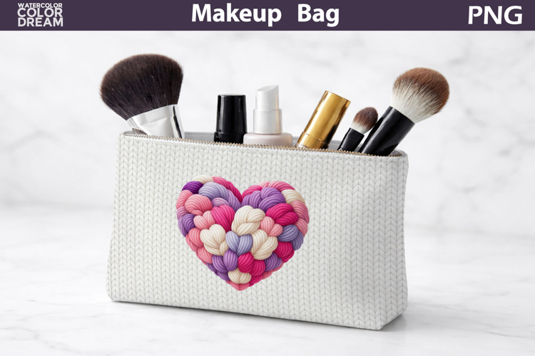 Makeup Bag Sublimation | Valentine Heart Sublimation