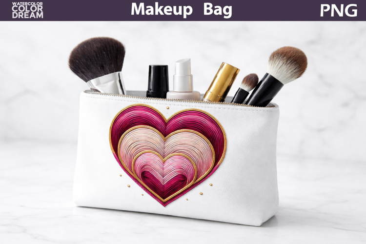 Makeup Bag Sublimation | Valentine Heart Sublimation