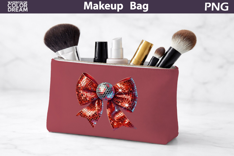 Makeup Bag Sublimation | Sequins Bow Sublimation