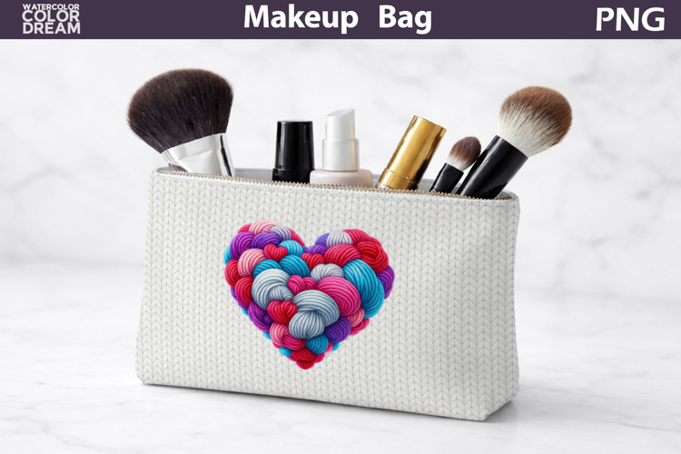 Makeup Bag Sublimation | Valentine Heart Sublimation