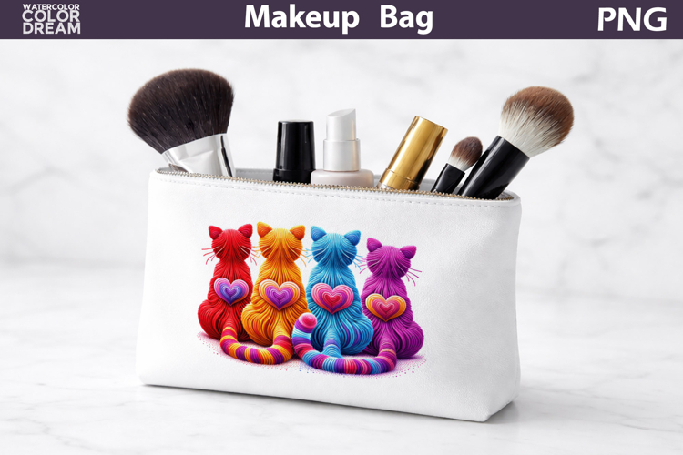 Makeup Bag Sublimation | Valentine Cats Sublimation