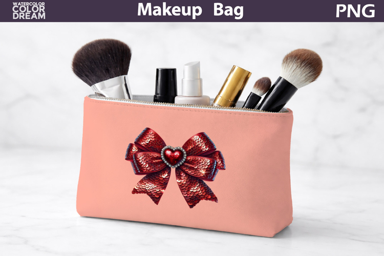Makeup Bag Sublimation | Sequins Bow Sublimation