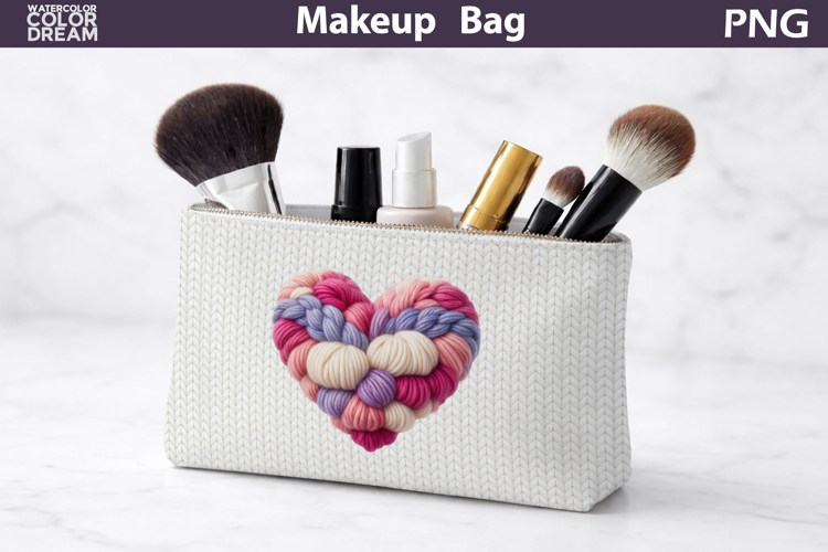 Makeup Bag Sublimation | Valentine Heart Sublimation