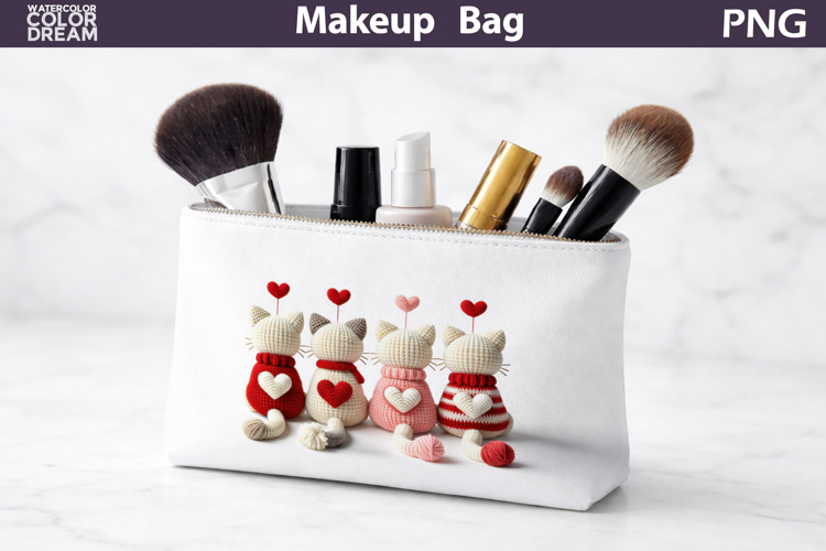 Makeup Bag Sublimation | Valentine Cats Sublimation