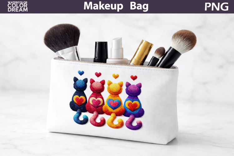 Makeup Bag Sublimation | Valentine Cats Sublimation