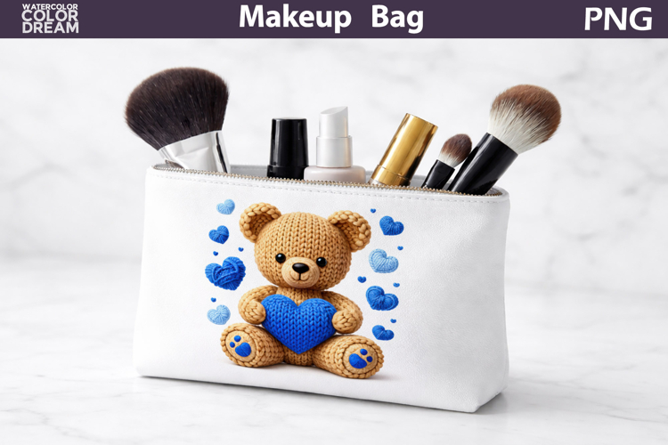 Makeup Bag Sublimation | Valentine Bear Heart Sublimation