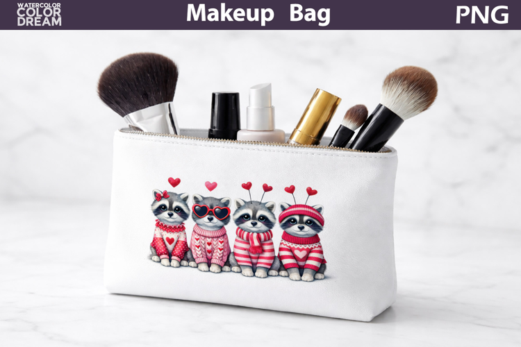 Makeup Bag Sublimation | Raccoon Heart Sublimation