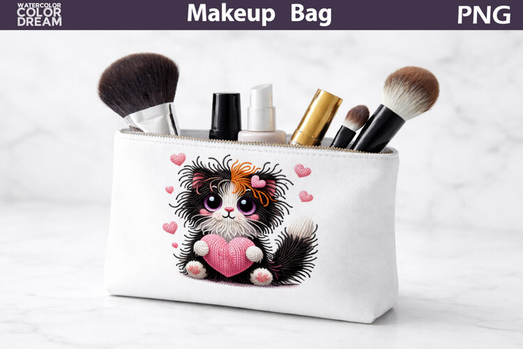 Makeup Bag Sublimation | Cat Heart Sublimation example image 1