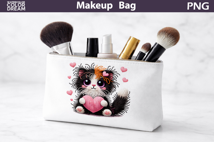 Makeup Bag Sublimation | Cat Heart Sublimation